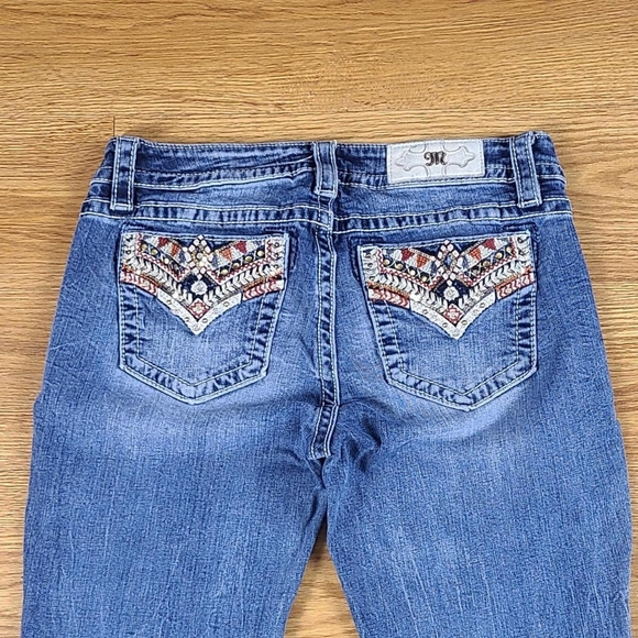 MISS ME JEANS WOMENS, GIRLS 30x27 BOOTCUT DISTRESSED FADED PRE-OWNED - Picture 2 of 7